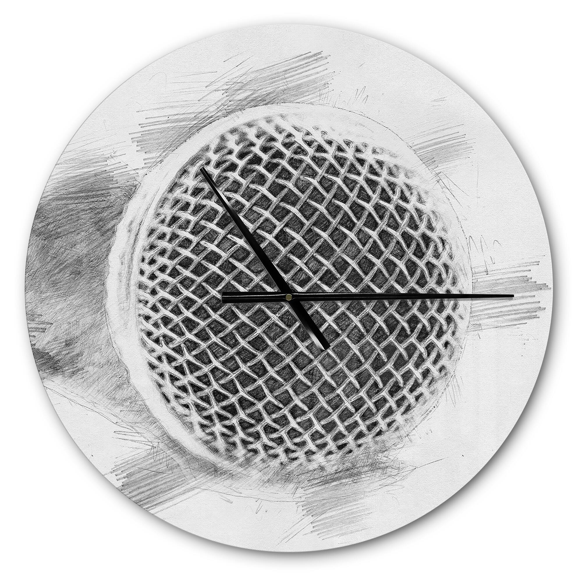 Designart 'Microphone In Pencil Sketch Modern Wall Clock